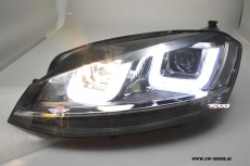SW-DRLtube Scheinwerfer VW Golf VII 12-15 LED TFL R87 Chrome-Line black