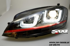 SW-DRLtube Scheinwerfer VW Golf VII 12-15 LED TFL R87 RED-Line black