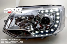 SW-DRL headlights VW T5 Facelift GP type 7H 09-14 LED daytime running R87 chrome
