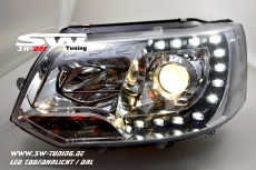 SW-DRL headlights VW T5 Facelift GP type 7H 09-14 LED daytime running R87 chrome