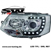 SW-DRL headlights VW T5 Facelift GP type 7H 09-14 LED daytime running R87 chrome