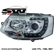 SW-DRL headlights VW T5 Facelift GP type 7H 09-14 LED daytime running R87 chrome