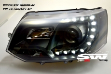 SW-DRL headlights VW T5 Facelift GP type 7H 09-14 LED daytime running R87 black