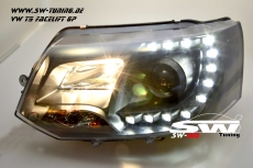 SW-DRL headlights VW T5 Facelift GP type 7H 09-14 LED daytime running R87 black