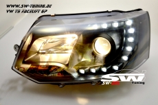 SW-DRL headlights VW T5 Facelift GP type 7H 09-14 LED daytime running R87 black