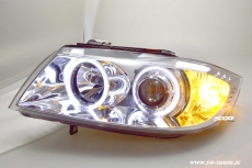 SW-CCFL Angel Eye Scheinwerfer BMW 3er E90/91 05-13 CCFL-Standlichtringe chrom