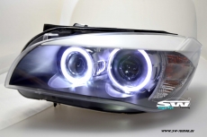Angel Eye Scheinwerfer fr BMW X1 E84 09-12 High LED Standlichtringe black