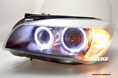 Angel Eye Scheinwerfer fr BMW X1 E84 09-12 High LED Standlichtringe black