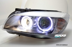 Angel Eye Scheinwerfer fr BMW X1 E84 09-12 High LED Standlichtringe black
