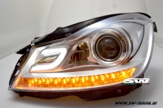 SW-Ltube Scheinwerfer fr Mercedes C-Klasse S204/W204 Facelift 11-15 Lighttube chrome