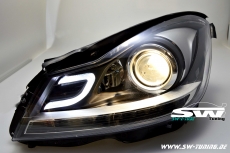 SW-Ltube Scheinwerfer fr Mercedes C-Klasse S204/W204 Facelift 11-15 Lighttube black