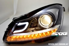 SW-Ltube Scheinwerfer fr Mercedes C-Klasse S204/W204 Facelift 11-15 Lighttube black