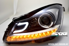 SW-Ltube Scheinwerfer fr Mercedes C-Klasse S204/W204 Facelift 11-15 Lighttube black