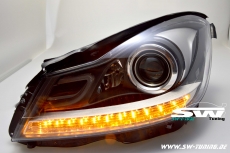SW-Ltube Scheinwerfer fr Mercedes C-Klasse S204/W204 Facelift 11-15 Lighttube black