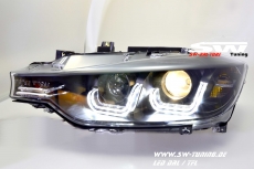 SWDRLtube Angel Eye headlights BMW 3 Series F30 / F31 12-15 LED U-Lighttube DRL black