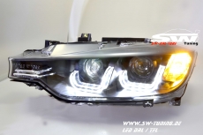 SWDRLtube Angel Eye headlights BMW 3 Series F30 / F31 12-15 LED U-Lighttube DRL black