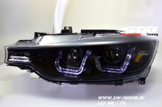 SWDRLtube Angel Eye headlights BMW 3 Series F30 / F31 12-15 LED U-Lighttube DRL black