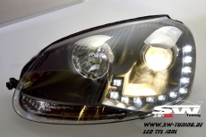 SW-DRL Scheinwerfer fr VW Golf V 2003-2009 LED Tagfahrlicht R87 black