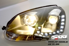 SW-DRL Scheinwerfer fr VW Golf V 2003-2009 LED Tagfahrlicht R87 black