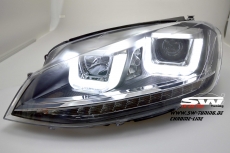 SWDRLtube Scheinwerfer VW Golf 7 12-16 LED Blinker / U-TFL R87 Chrom-Line black