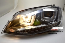 SWDRLtube Scheinwerfer VW Golf 7 12-16 LED Blinker / U-TFL R87 Chrom-Line black