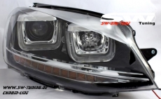 SWDRLtube Scheinwerfer VW Golf 7 12-16 LED Blinker / U-TFL R87 Chrom-Line black