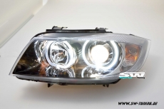 Angel Eye Scheinwerfer fr 3er BMW E90 E91 05-13 High LED Standlichtringe Black