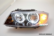 Angel Eye Scheinwerfer fr 3er BMW E90 E91 05-13 High LED Standlichtringe Black