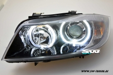 Angel Eye Scheinwerfer fr 3er BMW E90 E91 05-13 High LED Standlichtringe Black