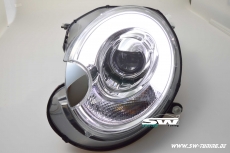 SW-LTube headlights for Mini R56/57/55/58/59 06-10 LED Lighttube chrome