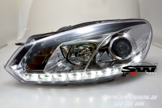 SW-DRL Scheinwerfer VW Golf 6 08-12 LED Tagfahrlicht R87 chrome