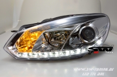 SW-DRL Scheinwerfer VW Golf 6 08-12 LED Tagfahrlicht R87 chrome