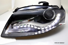 SW-DRL Scheinwerfer fr AUDI A4 B8 Typ 8K 08-11 LED-Tagfahrlicht R87 black