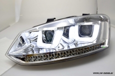 SW-Light headlights VW Polo V 6R 6C 10-17 LED U-Tube positionslight chrome