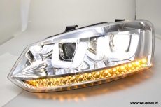 SW-Light headlights VW Polo V 6R 6C 10-17 LED U-Tube positionslight chrome