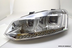 SW-Light headlights VW Polo V 6R 6C 10-17 LED U-Tube positionslight chrome