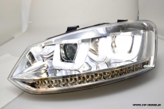 SW-Light headlights VW Polo V 6R 6C 10-17 LED U-Tube positionslight chrome