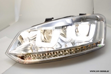 SW-Light headlights VW Polo V 6R 6C 10-17 LED U-Tube positionslight chrome