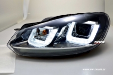 SW-DRLtube Scheinwerfer VW Golf VI 08-12 LED TFL U-Lighttube black Chrom-Line