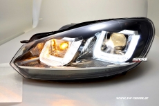 SW-DRLtube Scheinwerfer VW Golf VI 08-12 LED TFL U-Lighttube black Chrom-Line