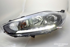 SW-DRL Scheinwerfer fr Ford Fiesta Mk7 JA8 Facelift 14-17 LED Tagfahrlicht schwarz 10Pin