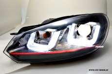 SW-DRLtube Scheinwerfer VW Golf VI 08-12 LED TFL U-Lighttube black RED-Line