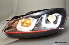 SW-DRLtube Scheinwerfer VW Golf VI 08-12 LED TFL U-Lighttube black RED-Line