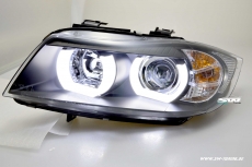 SW-Ltube Angel Eye Scheinwerfer fr 3er BMW E90 E91 05-13 High U-LED-Standlicht Black