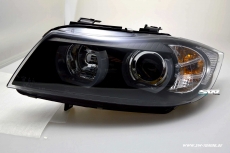 SW-Ltube Angel Eye Scheinwerfer fr 3er BMW E90 E91 05-13 High U-LED-Standlicht Black