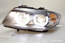 SW-Ltube Angel Eye Scheinwerfer fr 3er BMW E90 E91 05-13 High U-LED-Standlicht Black