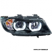 SW-Ltube Angel Eye Scheinwerfer fr 3er BMW E90 E91 05-13 High U-LED-Standlicht Black