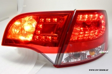 SW-Light LED Rckleuchten fr Audi A4 B7 Avant 04-08 red/crystal