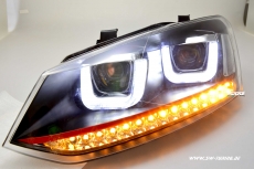 SW-Light headlights VW Polo V 6R 6C 10-17 LED U-Tube positionslight black RED-Line