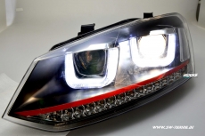 SW-Light headlights VW Polo V 6R 6C 10-17 LED U-Tube positionslight black RED-Line
